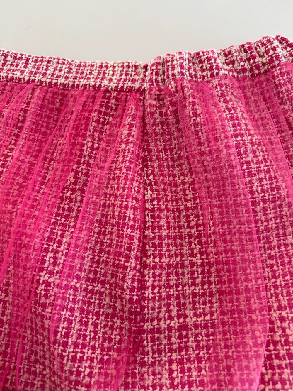 NWT Maeve Pink Tweed Mini Skirt with Sheer Pink Tulle Overlay sz S - Picture 9 of 9